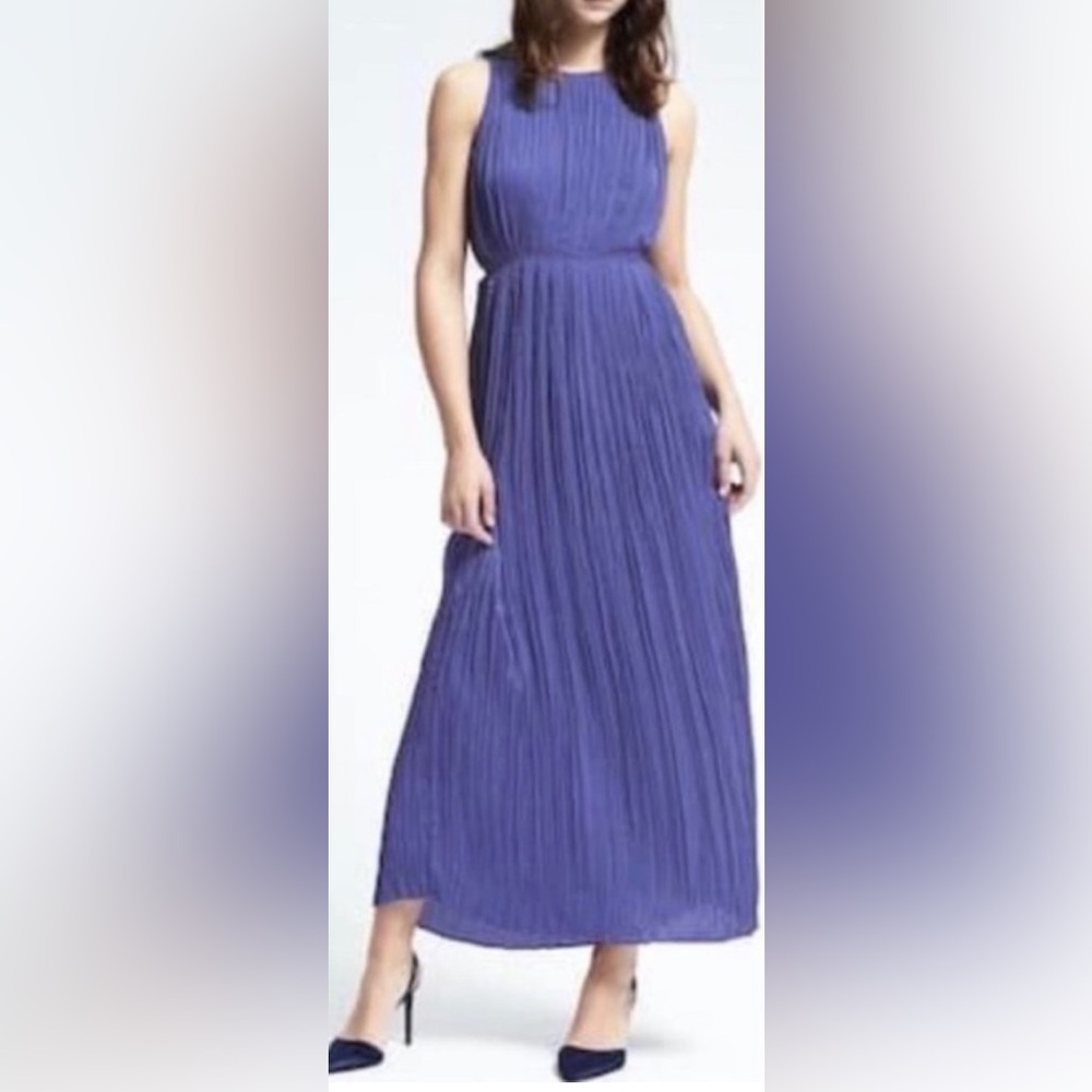 BANANA REPUBLIC ~ Gathered Pleat Maxi Dress in Purple Crayon ~ Size XL.